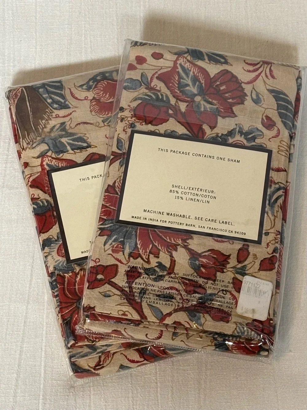 Pottery Barn VTG Jordan Palampore Cotton/Linen Blend (2) Euro Pillow Shams-26x26